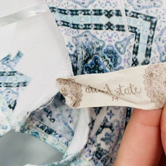 Altar'd State Size Medium Blue & White Boho Jersey Knit Mock Neck Dress - Picture 6 of 9